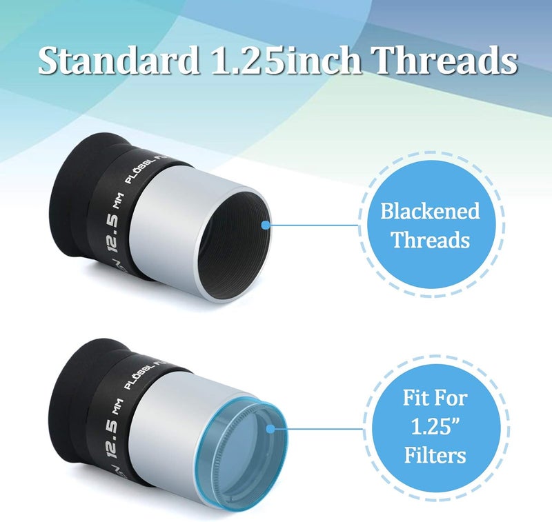 WEOOEN 1.25inch Plossl Telescope Eyepiece 12.5mm, Fully Coated Optical Telescope Lens, Durable Metal Construction, Threaded for Standard 1.25 inch Astronomy Filters - Image 3